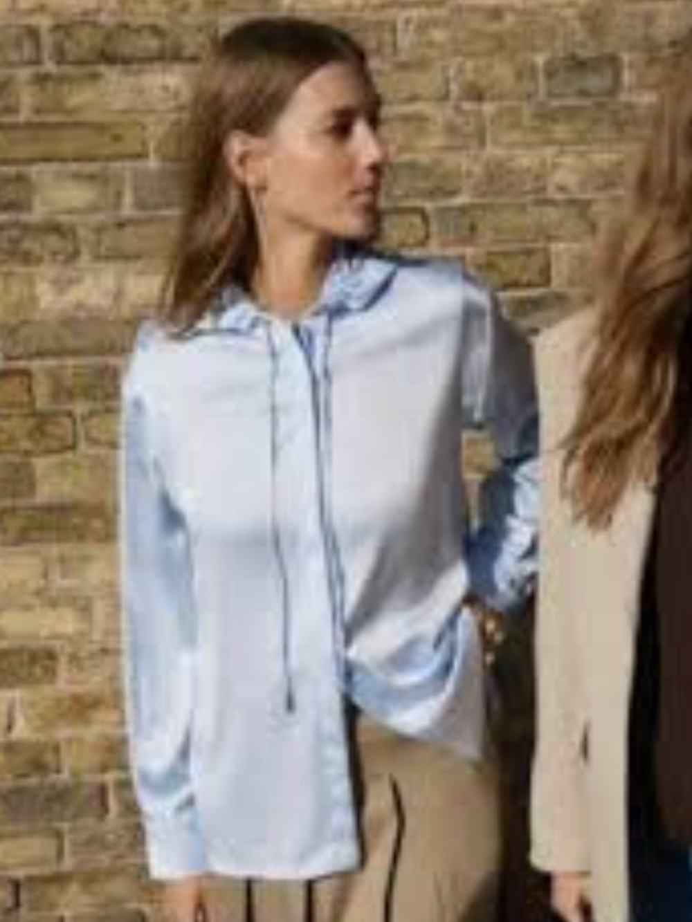 Zara Light Blue Satin Blouse